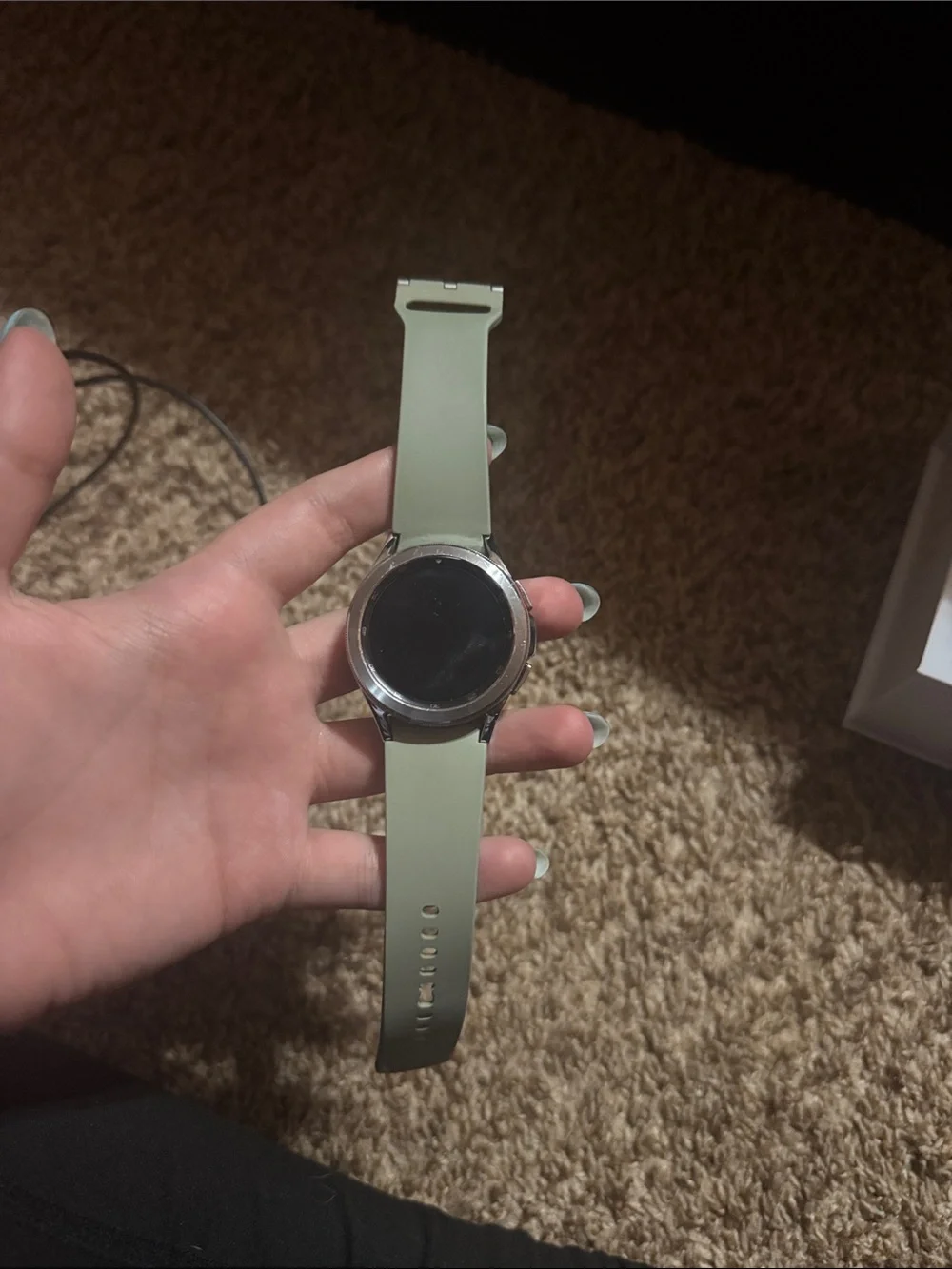 Samsung Round Smartwatch with Sage Green Band
